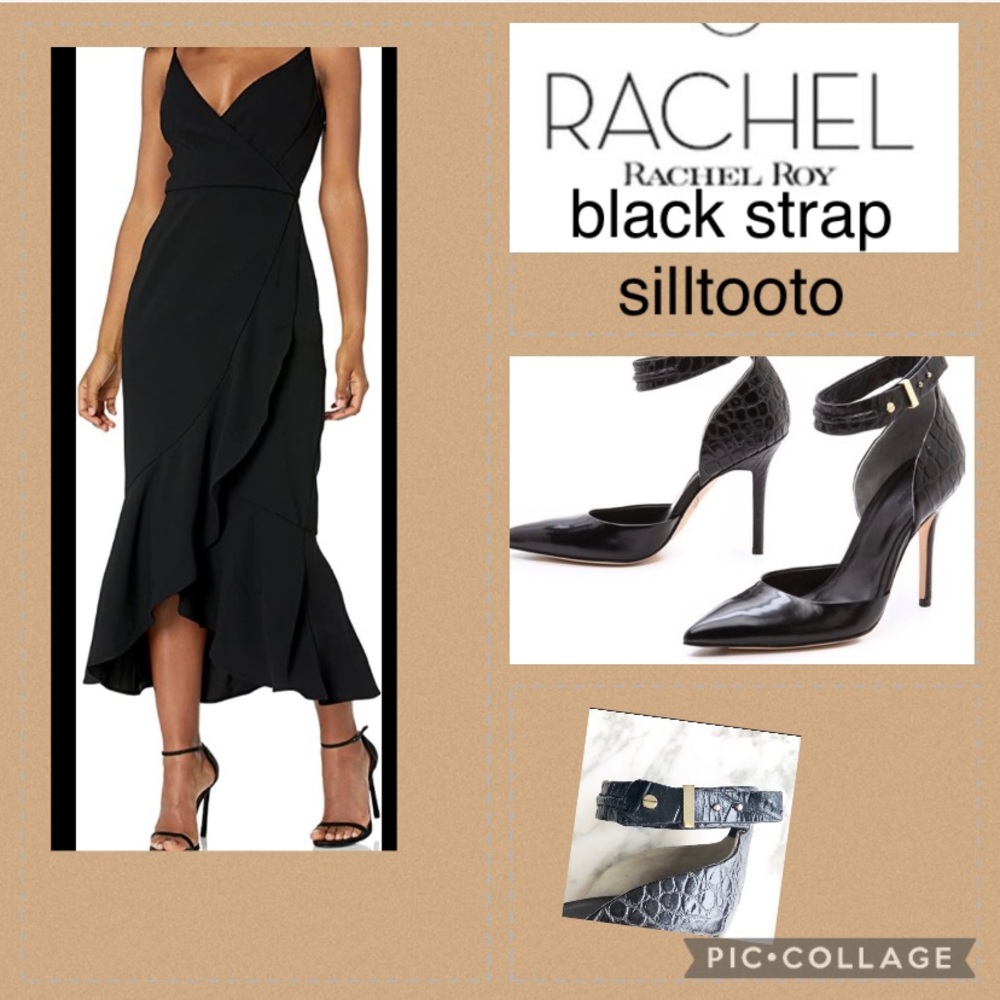 rachel roy black strap silltooto heels |snakeskinLeather/ great /good co…